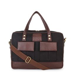 Purseus Men Black & Brown Solid Tusky Tusk Laptop Bag-image-110