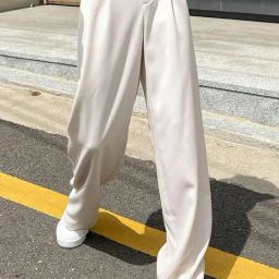 Kotty White Straight Fit High Rise Pants-image-60