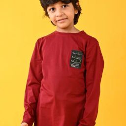 Anthrilo Boys Maroon Printed Full Sleeves T-Shirt-picture-28
