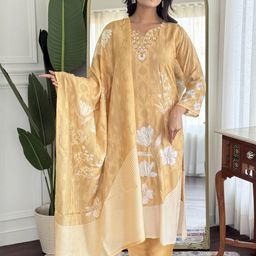 CaniBani Women Ethnic Motifs Embroidered Cotton Kurta Set with Dupatta-picture-24