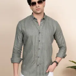 ALMATY Green Slim Fit Stripes Shirt-picture-15
