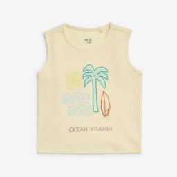 HOP Kids by Westside Yellow Tropical-Inspired Cotton T-Shirt-image-82