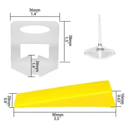 FLAMINGO ENTERPRISE Tile Leveling System Kit 100 Wedge and 200 Clips Non-Magnetic Yellow & White 4 mm Clip 5 cm Length, FM-503 image 3