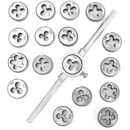 A&S TOOLSHOP Tap Die Set Nut And Bolt Screw M3-M12 Thread Size Carbon Steel Silver (Set of 40) image 3