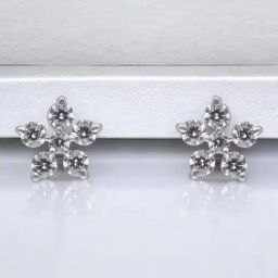 crash.club by CKC 925 Sterling Silver Dazzling Floral Diamond Stud Earrings-image-24