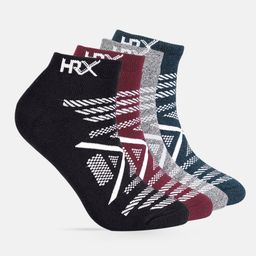 HRX by Hrithik Roshan Men Set of 4 Assorted Ankle Length Socks-5