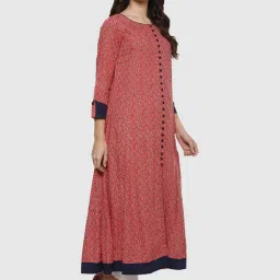 YASH GALLERY Red Printed A Line Kurta image 4