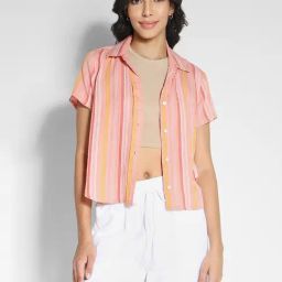 American Eagle Outfitters Peach Striped Shirt-picture-10