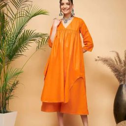 Inweave Orange A Line Kurta-image-22