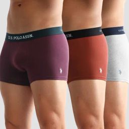 U.S. Polo Assn. Multicolored Cotton Regular Fit Trunks - Pack Of 3-picture-14