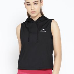 Alcis Women Black Solid Hooded Sleeveless Sweatshirt-picture-38