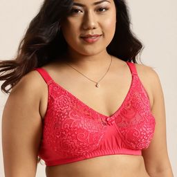 Sztori Plus Size Coral Red Lace Non-Wired Non Padded Everyday Bra SZ-BRA-704E-picture-48