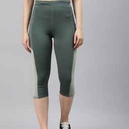 Blinkin Women Green 3/4th High Waist Training Tights With Side Pockets-picture-45