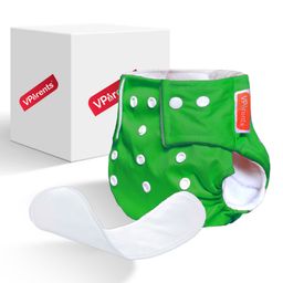 VParents Solid Washable Baby Cloth Diaper Reusable Adjustable Size Waterproof Pocket Cloth Diaper Nappie With Insert - Green-7