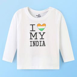 Doodle Poodle 100% Cotton Full Sleeves T-Shirt Independance Day Print - White-picture-28