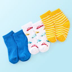 Cute Walk By Babyhug Anti Bacterial Ankle Length Socks Car Design Pack Of 3 - Multicolour-image-82