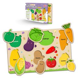 Little Berry Vegetables Wooden Puzzle Tray Knob and Peg Puzzle Multicolour - 10 Pegs-19