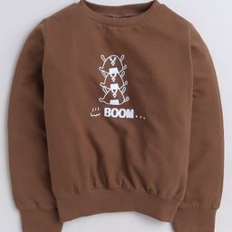 Aww Hunnie Full Sleeves Cartoon Printed Cotton Terry Autumn Winter Sweatshirt - Brown-image-41