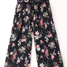 CrayonFlakes Seamless Floral Printed Belted Palazzo - Black-picture-10