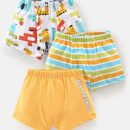 Babyhug 100% Cotton Antibacterial Trunks Wild Animal Print Pack of 3 -Multicolour-18