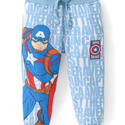 Babyhug Marvel Single Jersey Knit Full Length Lounge Pant with Avengers Graphic - Blue-image-16