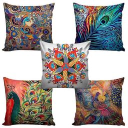 Aazeem Abstract 5 Piece Jute Cushion Cover - Multicolour-image-98
