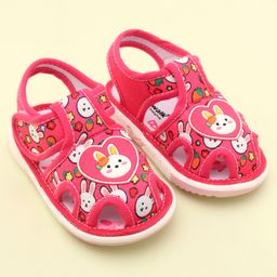 Cute Walk by Babyhug Velcro Closure Sandals with Bunny Applique & Print - Fuchsia-image-54