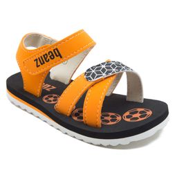 Beanz Abstract  Designed Velcro Closure Sandals -  Black & Orange-picture-6