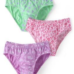 Honeyhap Premium Cotton Elastane Knit with Bio Finish Panties Floral Print Pack of 3 -Barely Pink Lavender & Sunny Lime-image-37