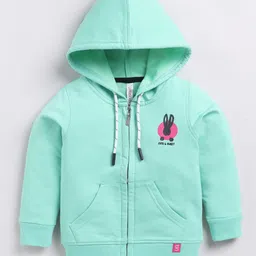 giniekids Cotton Lycra Full Sleeves Solid Hoodies - Green-picture-36