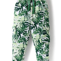 Babyoye 100% Cotton Full Length Trouser With Leaves Print - Green-image-51