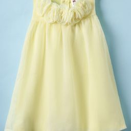 ToffyHouse Woven Sleeveless Dress with Floral Applique - Lemon Yellow-image-84