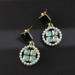 BLACKBOX Gold-Plated Cubic Zirconia Studded Geometric Drop Earrings-9