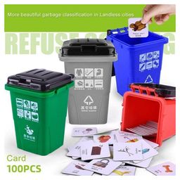 Sanjary Smart Waste Management Reusable Recycling Sort 4 Bin Boxes Together with Sorting Cards Dusbin for Educational Toy color design may vary image 3