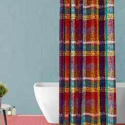 ArtzFolio Red & White Printed Waterproof Shower Curtain-image-48