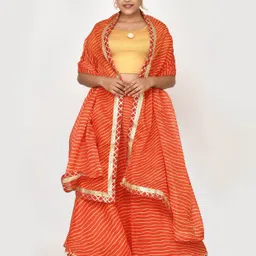 Kesarya Leheriya Printed Ready to Wear Lehenga & Unstitched Blouse With Dupatta-picture-11