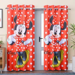 Kuber Industries Red & White Set of 2 Ethnic Motifs Door Curtain-34