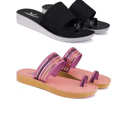 BERSACHE Set Of 2 Open Toe Flats-2