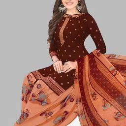 SIMPLYETHNIC Floral Printed Crepe Unstitched Dress Material-image-30