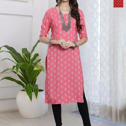 HERE&NOW Selection Of 2 Floral Printed Round Neck Straight Kurtas-image-66
