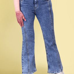 SENDIPO Women Flared High-Rise Low Distress Heavy Fade Stretchable Jeans-picture-17