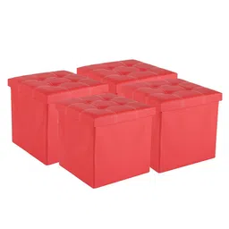 Aura Set Of 4 Red Storage Ottomans-5