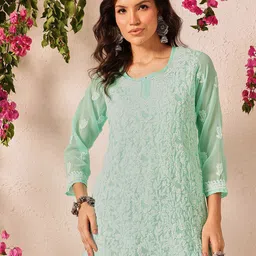 ADA Ethnic Motifs Embroidered Straight Kurti-image-58