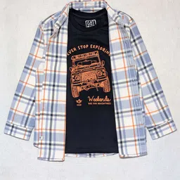 Gini and Jony Boys Comfort Fit Tartan Checked Spread Collar Cotton Casual Shirt-image-81
