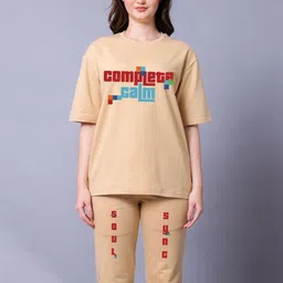 Lazy Lush Printed T-Shirt & Track Pant Co-Ords Set-92