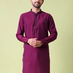 MAAHI FABS Men Ethnic Motifs Embroidered Mandarin Collar Straight Kurta-image-16