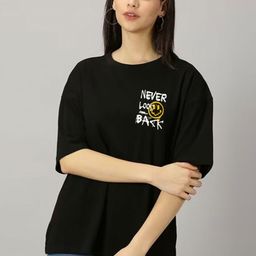 Kushi Flyer Women Printed Drop-Shoulder Sleeves Applique T-shirt-image-97