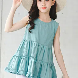 LULU & SKY Girls Solid Sleeveless A-Line Regular Top-picture-2