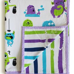 Silverlinen Cotton Reversible Single Blanket Monster Print - White-27