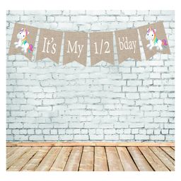 Funcart unicorn Theme It's My Half Birrthday Banner - Blue White-picture-15